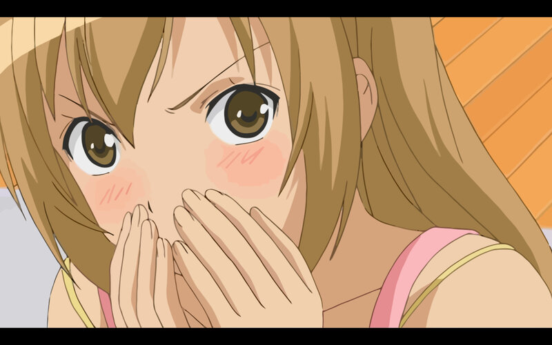 anime girl covering mouth