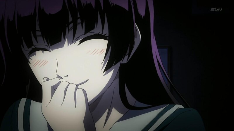 Anime Girl Covering Mouth — Black, Dramatic
