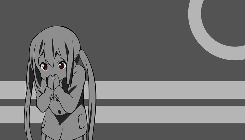 Anime Girl Covering Mouth — Gray