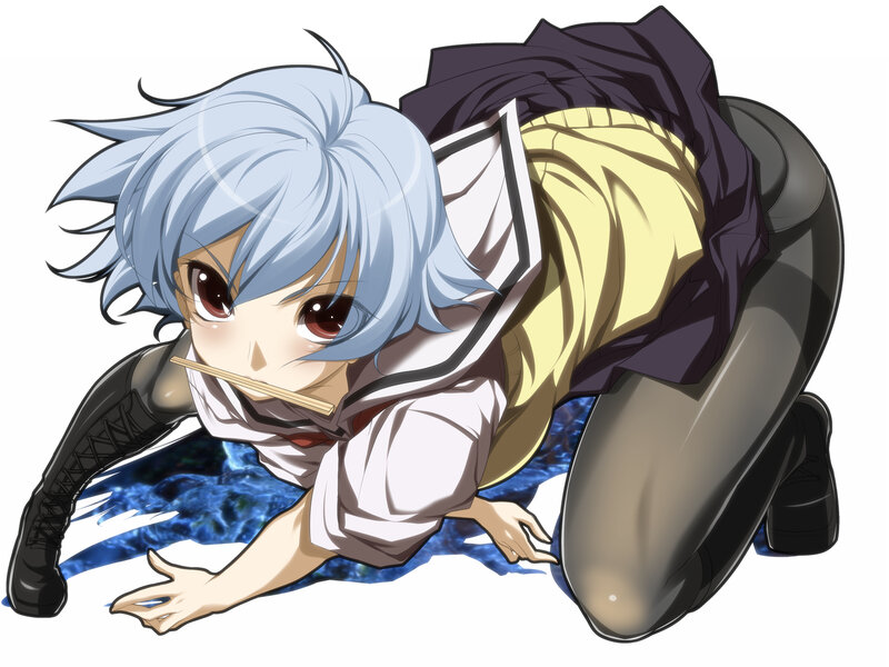 Anime Girl Crawling — Blue, Determined