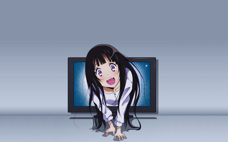 Anime Girl Crawling — Blue, Dramatic