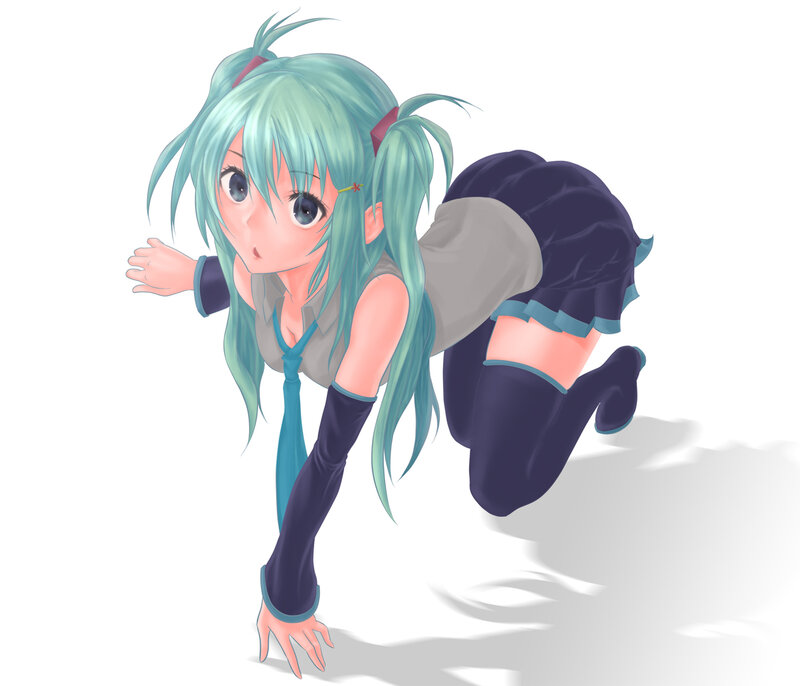 Anime Girl Crawling — Blue