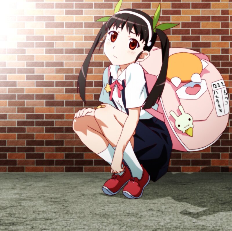Anime Girl Crouching — Pink