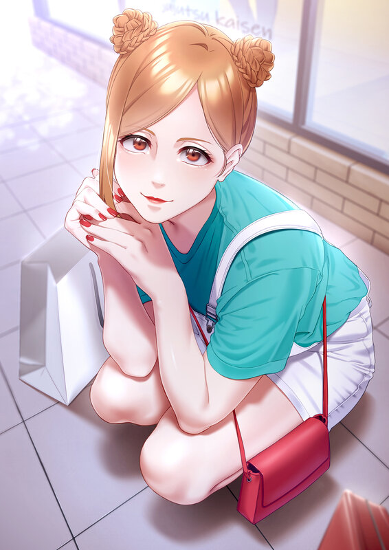 Anime Girl Crouching — Teal