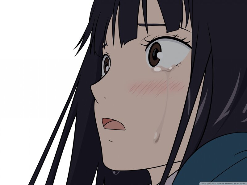 Anime Girl Crying — Black, Sad, Tear