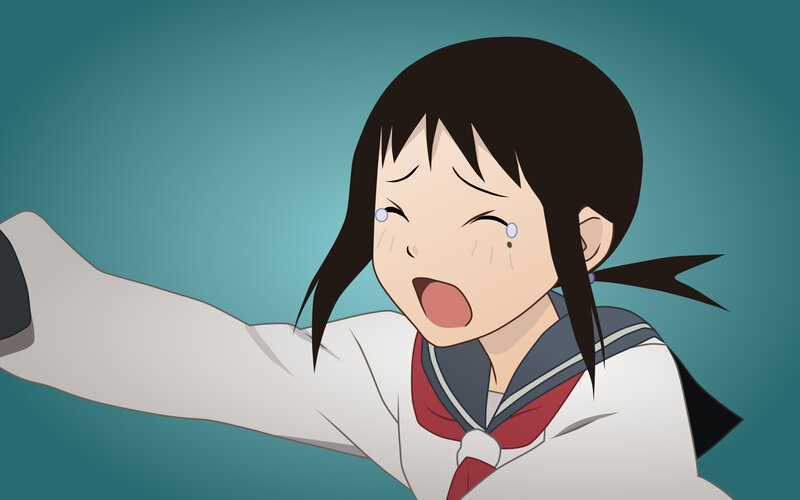 Anime Girl Crying — Blue, Dramatic, School Uniform