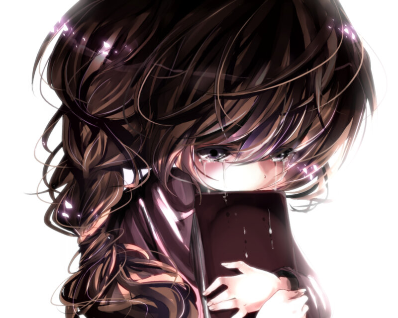 Anime Girl Crying — Brown, Sad
