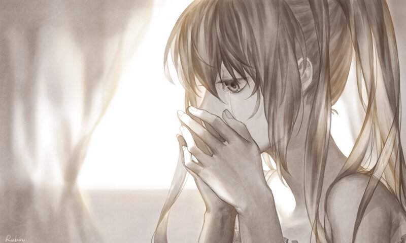 Anime Girl Crying — Brown