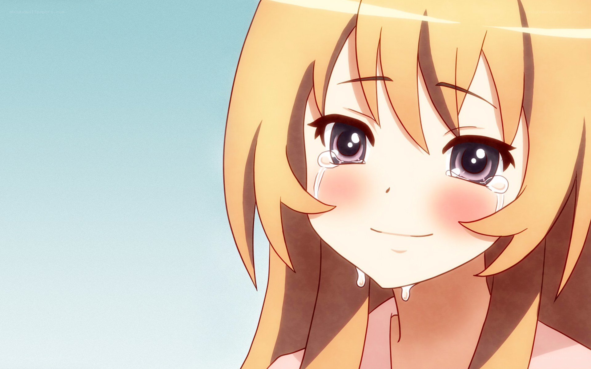 anime girl crying happily