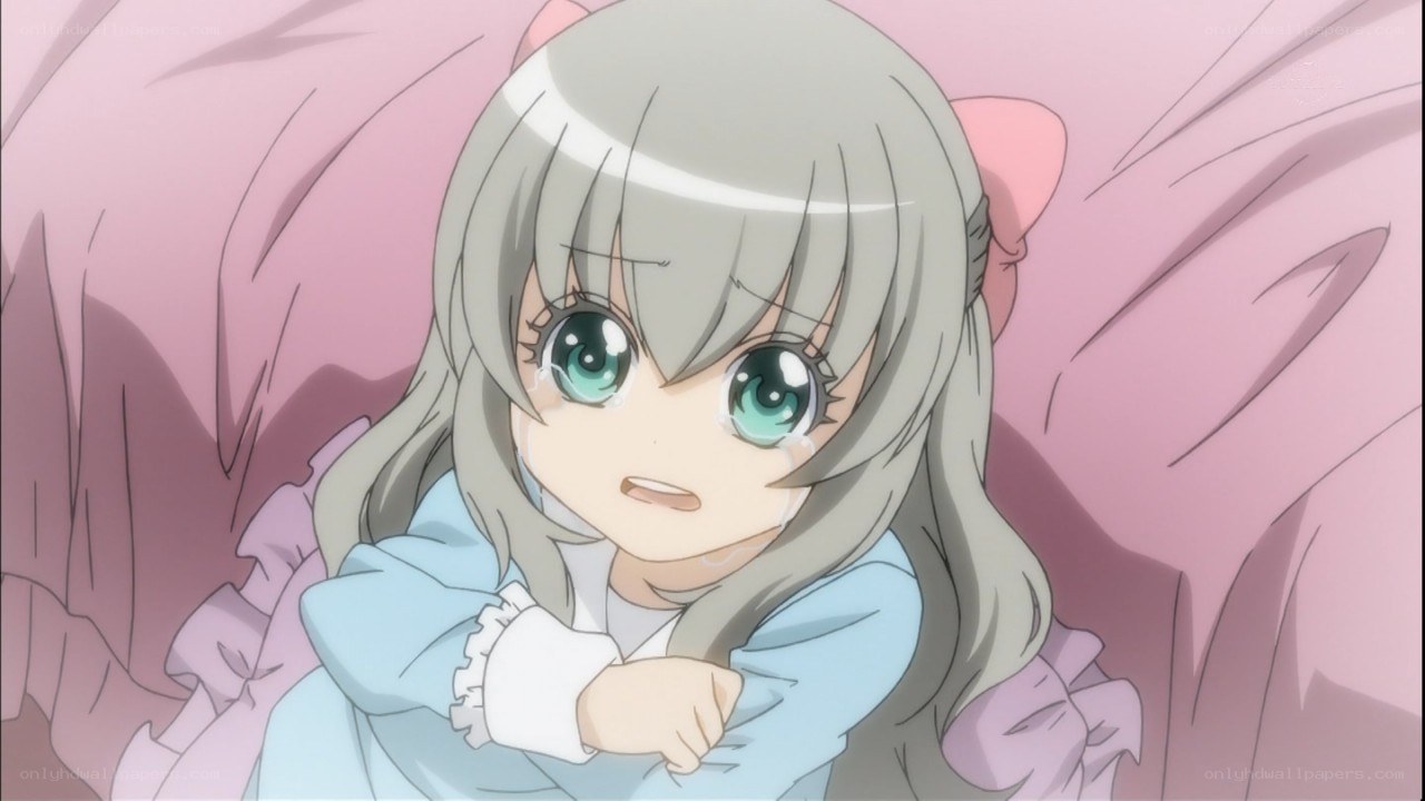 anime girl crying in bed