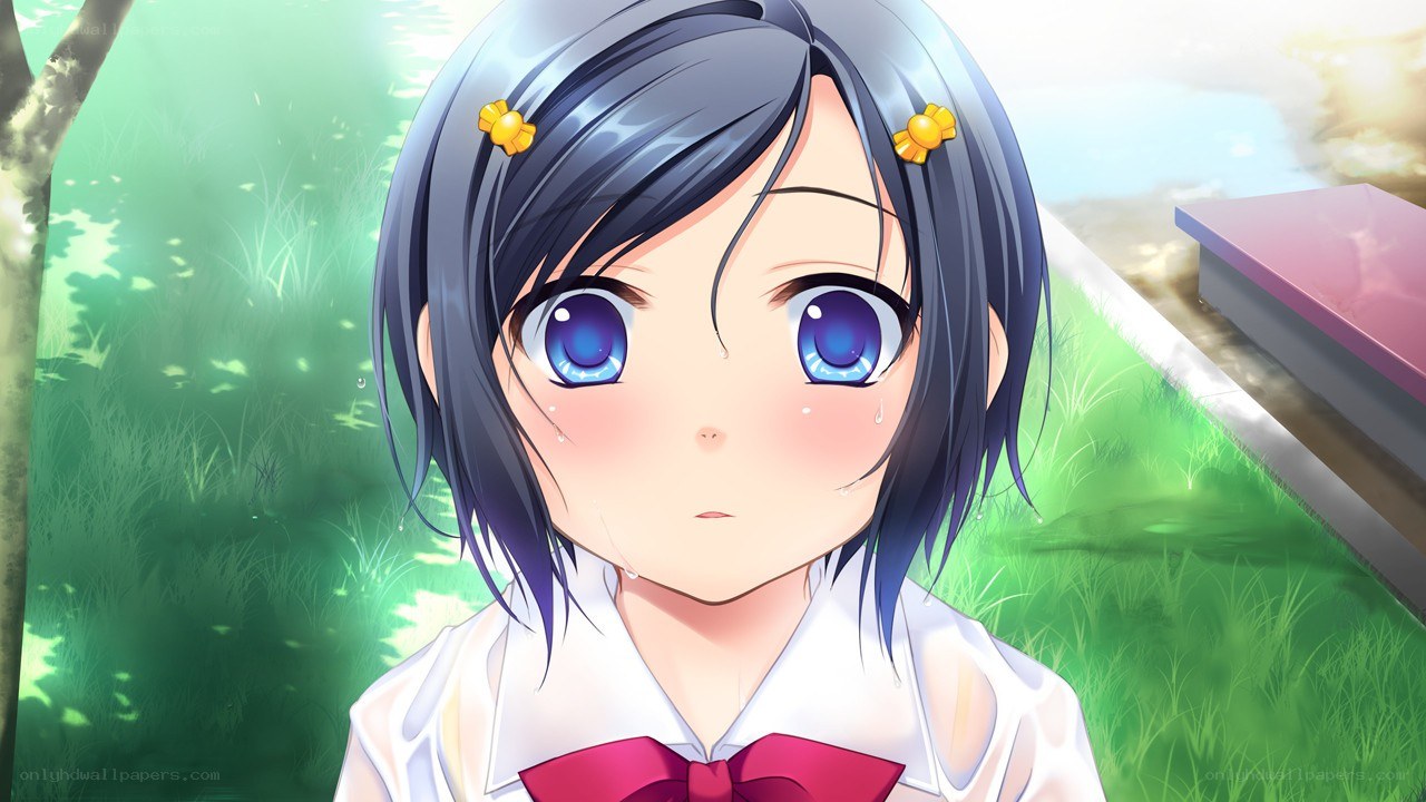 anime girl crying in park