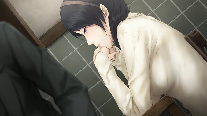 anime girl crying on chair