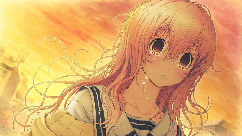 Anime Girl Crying — Orange, Dramatic