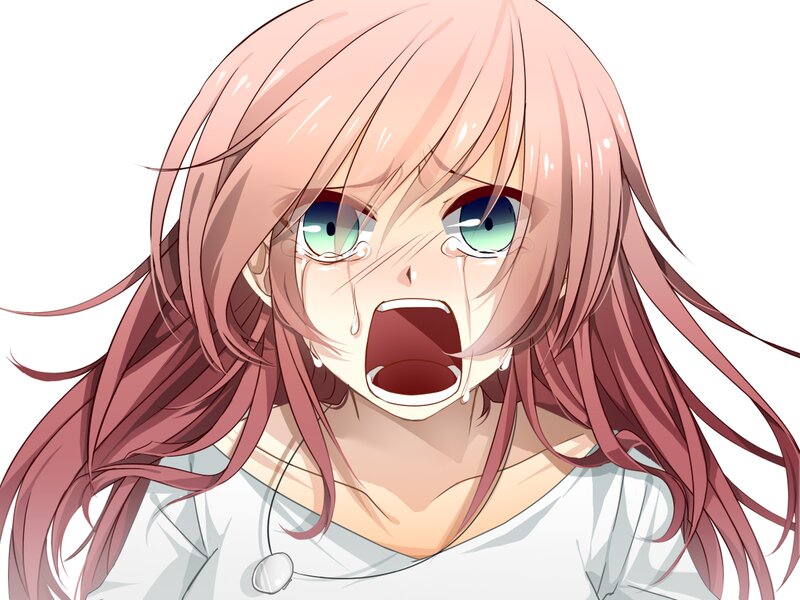 Anime Girl Crying — Pink, Distressed