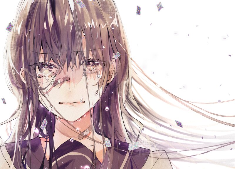 Anime Girl Crying — Purple, Dramatic, Manga