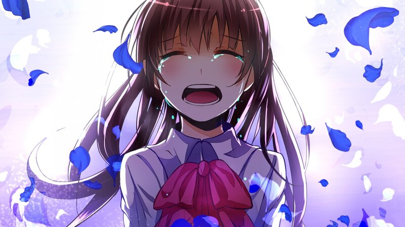 Anime Girl Crying — Purple, Dramatic, Tears