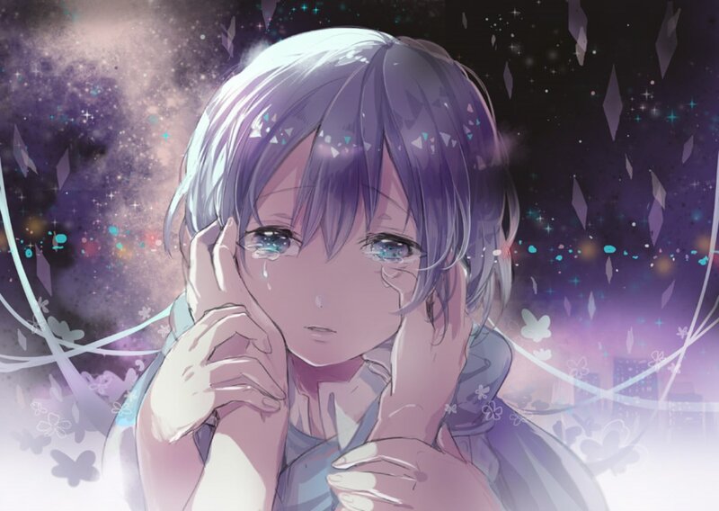 Anime Girl Crying — Purple, Melancholic