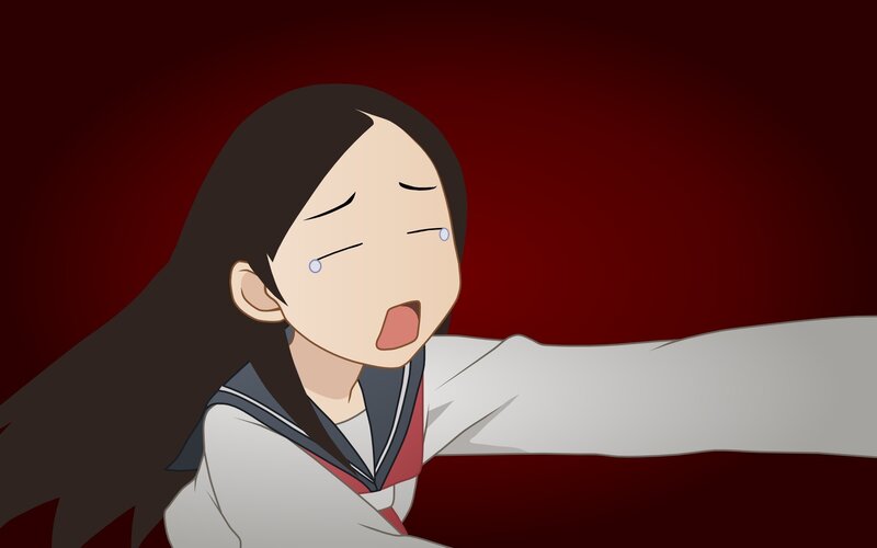 Anime Girl Crying — Red, Dramatic