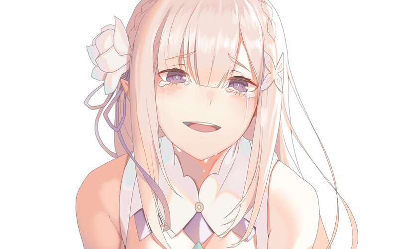 Anime Girl Crying — White, Sad