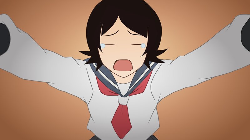 anime girl crying with arms outstretched