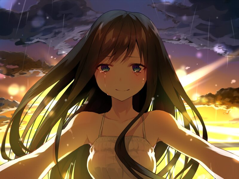 Anime Girl Crying — Yellow