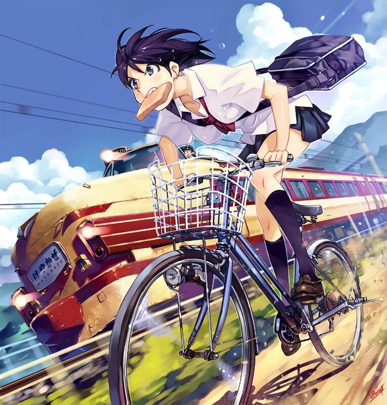 anime girl cycling fast