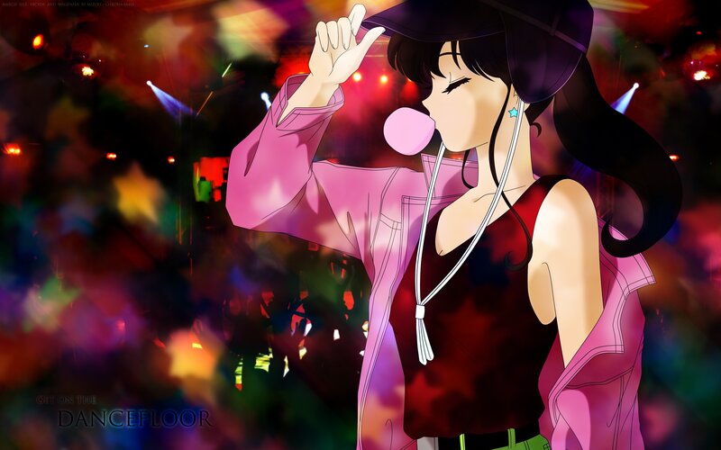 anime girl dancing at club