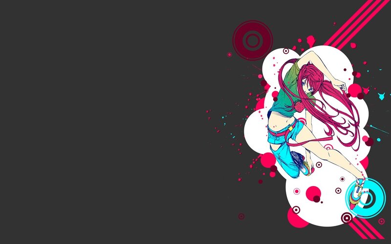 Anime Girl Dancing — Black, Dynamic, Digital Art
