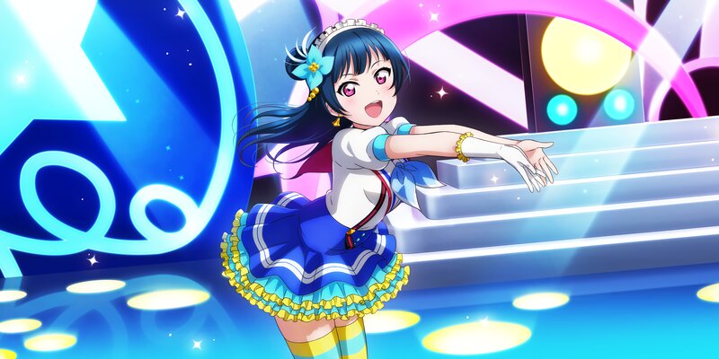 Anime Girl Dancing — Blue, Energetic, Stage
