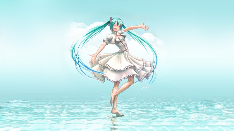 Anime Girl Dancing — Blue, Serene, Afternoon