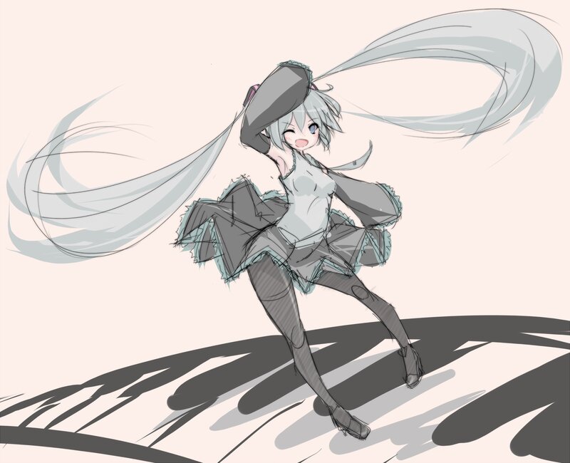 Anime Girl Dancing — Gray