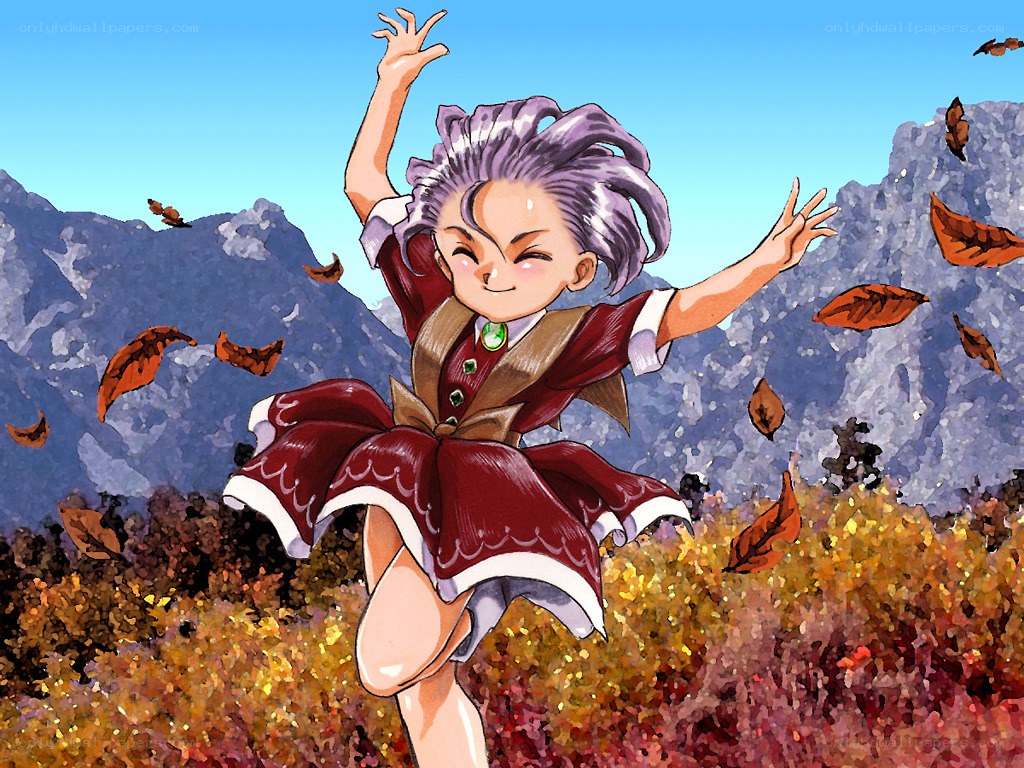 anime girl dancing in autumn