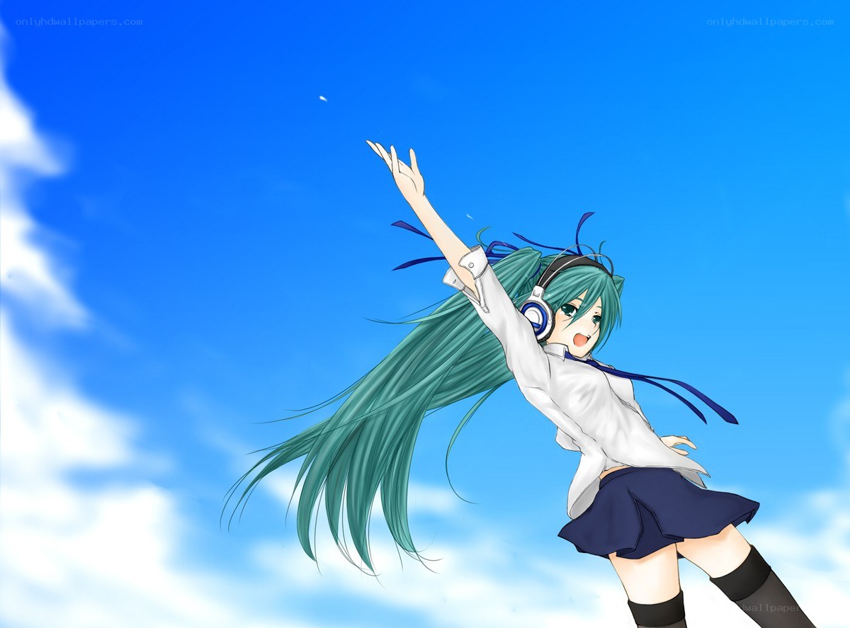 anime girl dancing in sky
