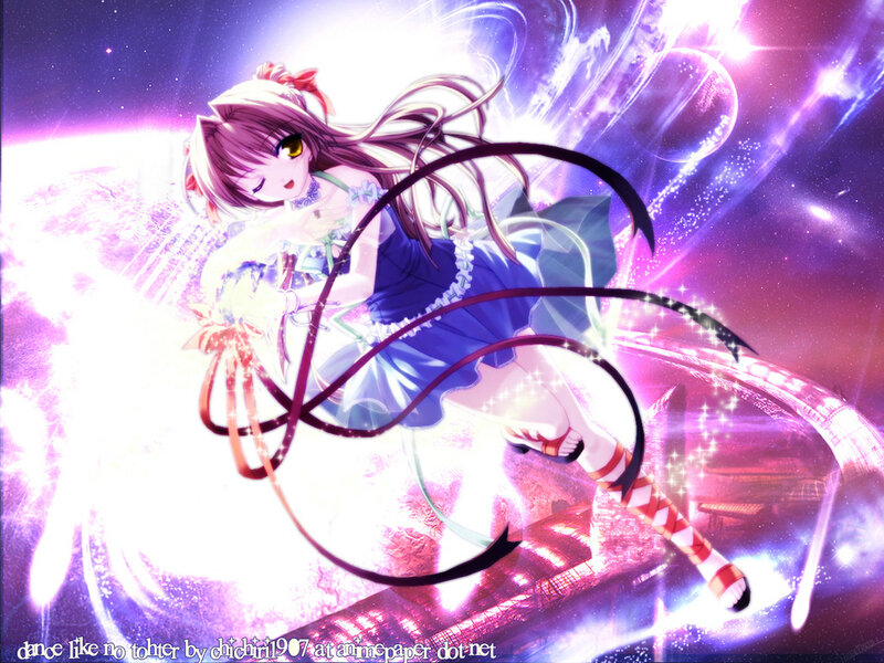 anime girl dancing in space