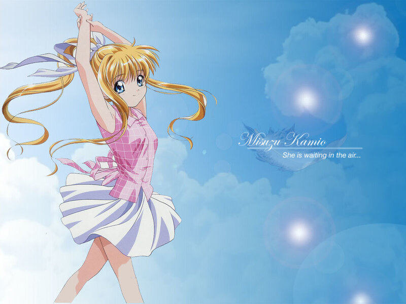 Anime girl dancing in the sky
