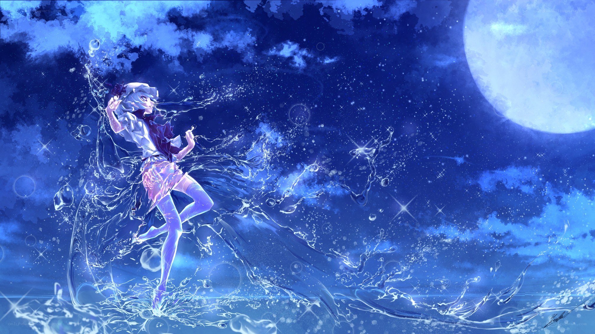 anime girl dancing in water