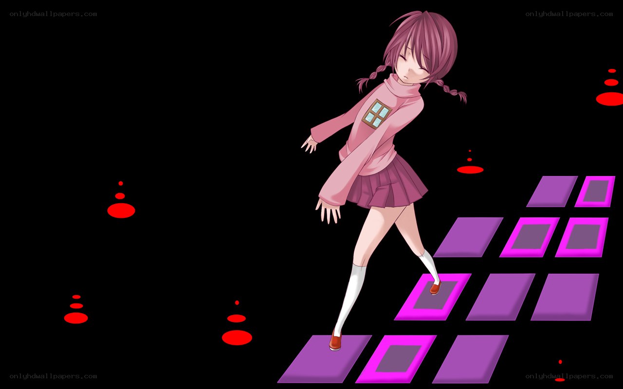 anime girl dancing on a grid