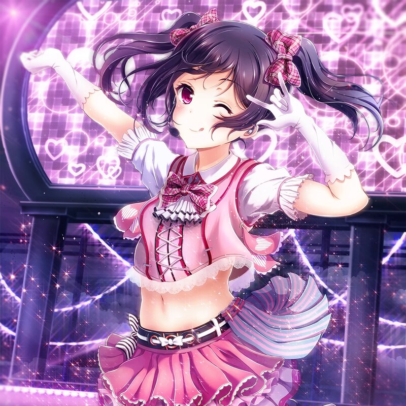 Anime Girl Dancing — Pink, Energetic, Night, Heart Shapes