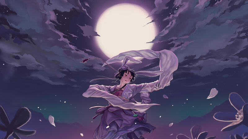 Anime Girl Dancing — Purple, Dramatic, Night