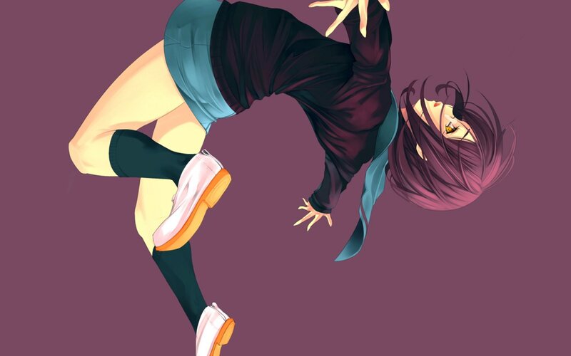 Anime Girl Dancing — Purple, Dynamic