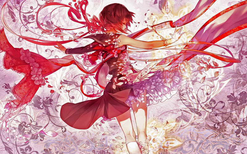 Anime Girl Dancing — Red, Dynamic