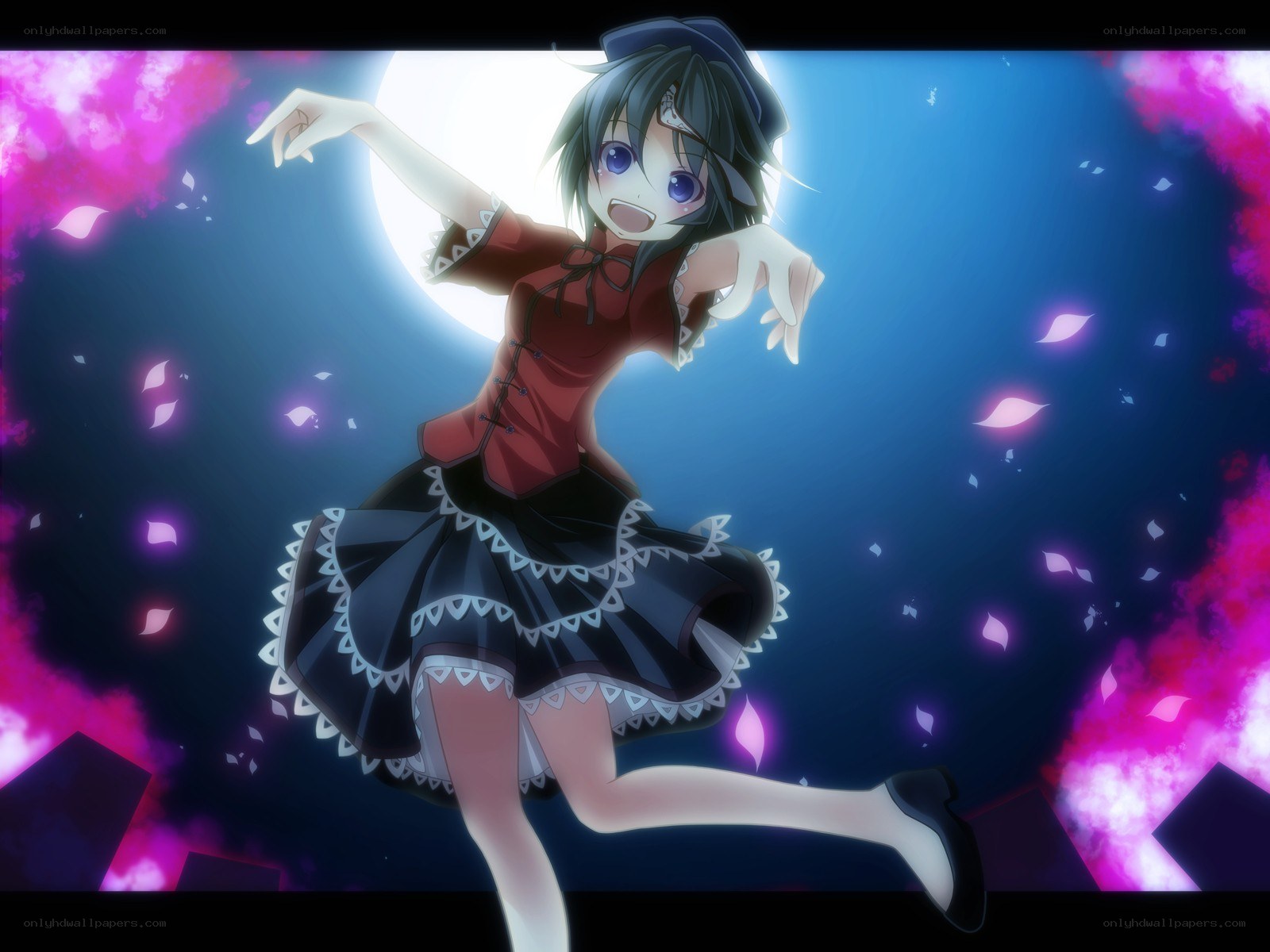 anime girl dancing under moonlight