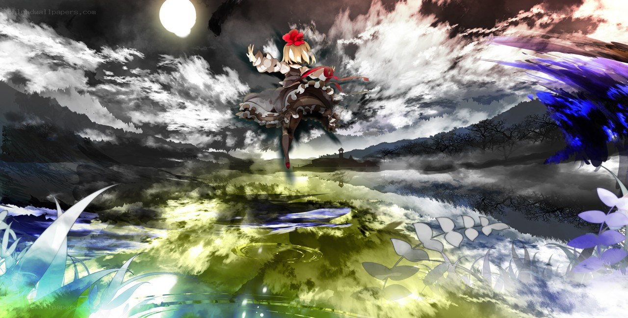 Anime girl dancing under moonlight