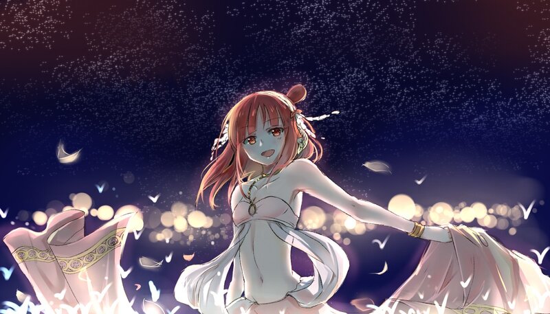 anime girl dancing under stars