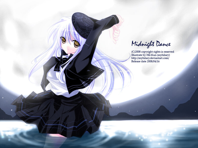 Anime Girl Dancing — White, Dramatic
