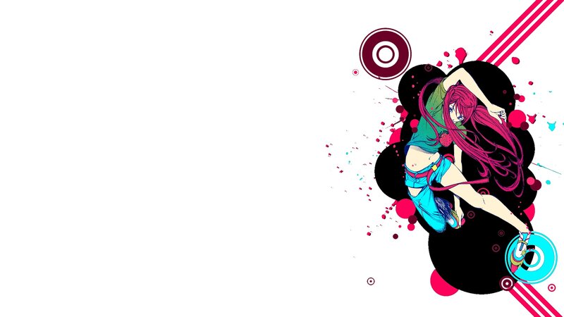 Anime Girl Dancing — White, Dynamic, Digital Art