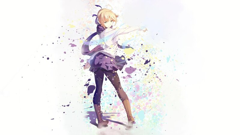 Anime Girl Dancing — White, Dynamic