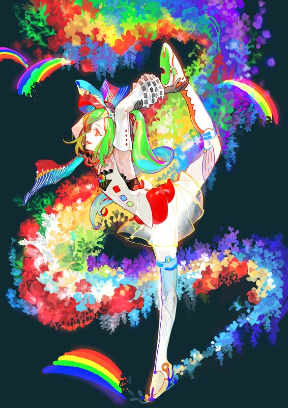 Anime Girl Dancing — White, Vibrant