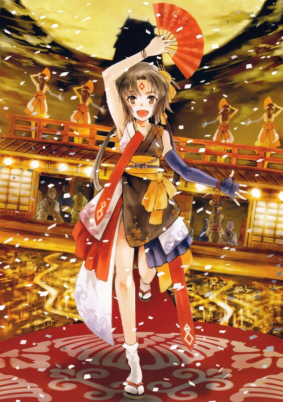 anime girl dancing with fan