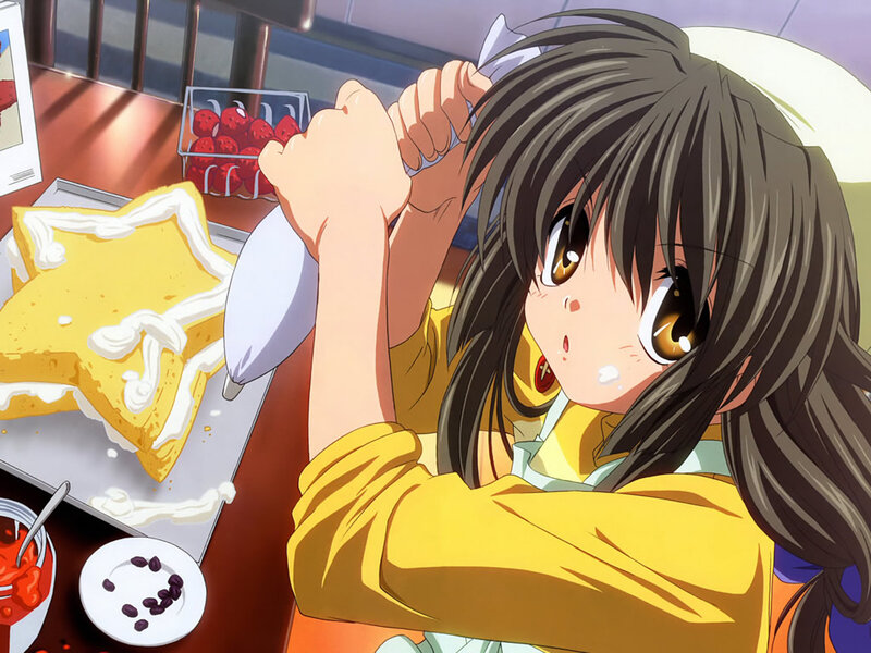 Anime Girl Decorating Cake